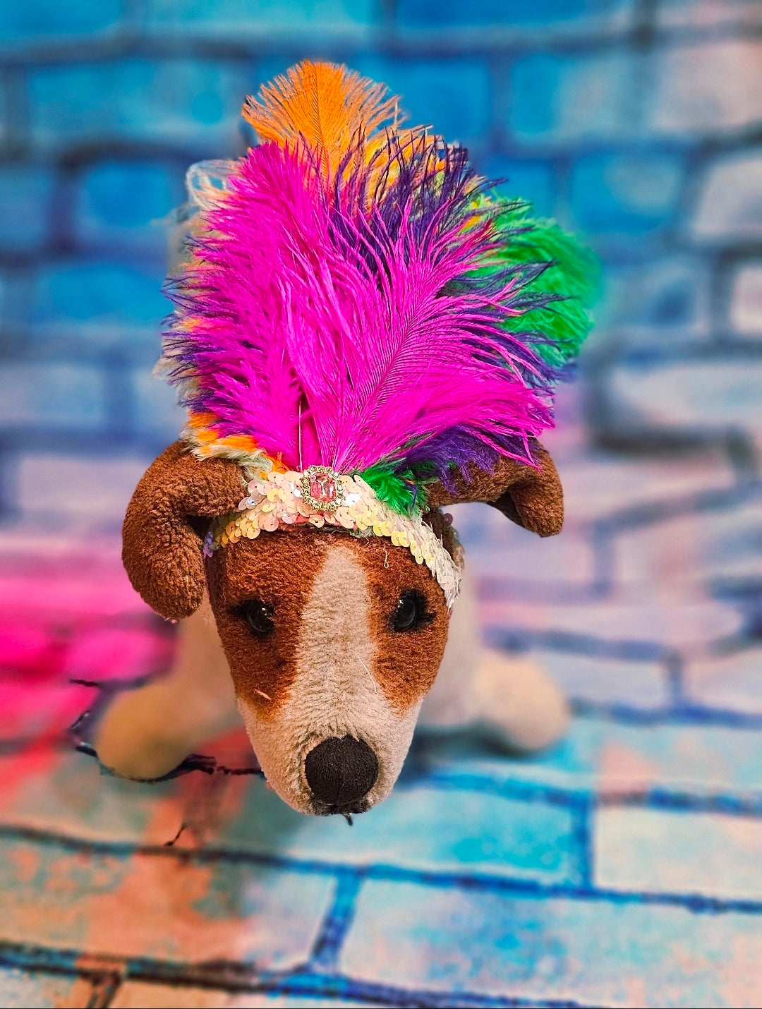Flapper feather Pet head piece, flapper sequin feather pet head band, flapper pet costume