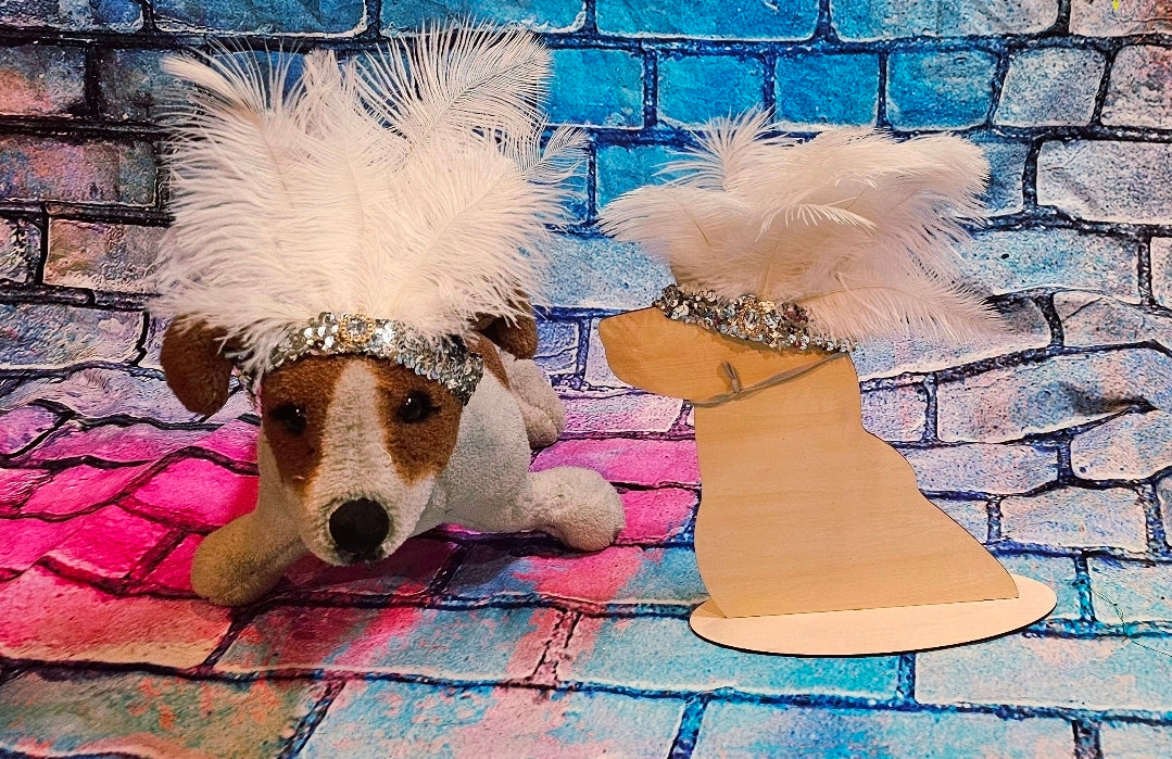 Flapper feather Pet head piece, flapper sequin feather pet head band, flapper pet costume