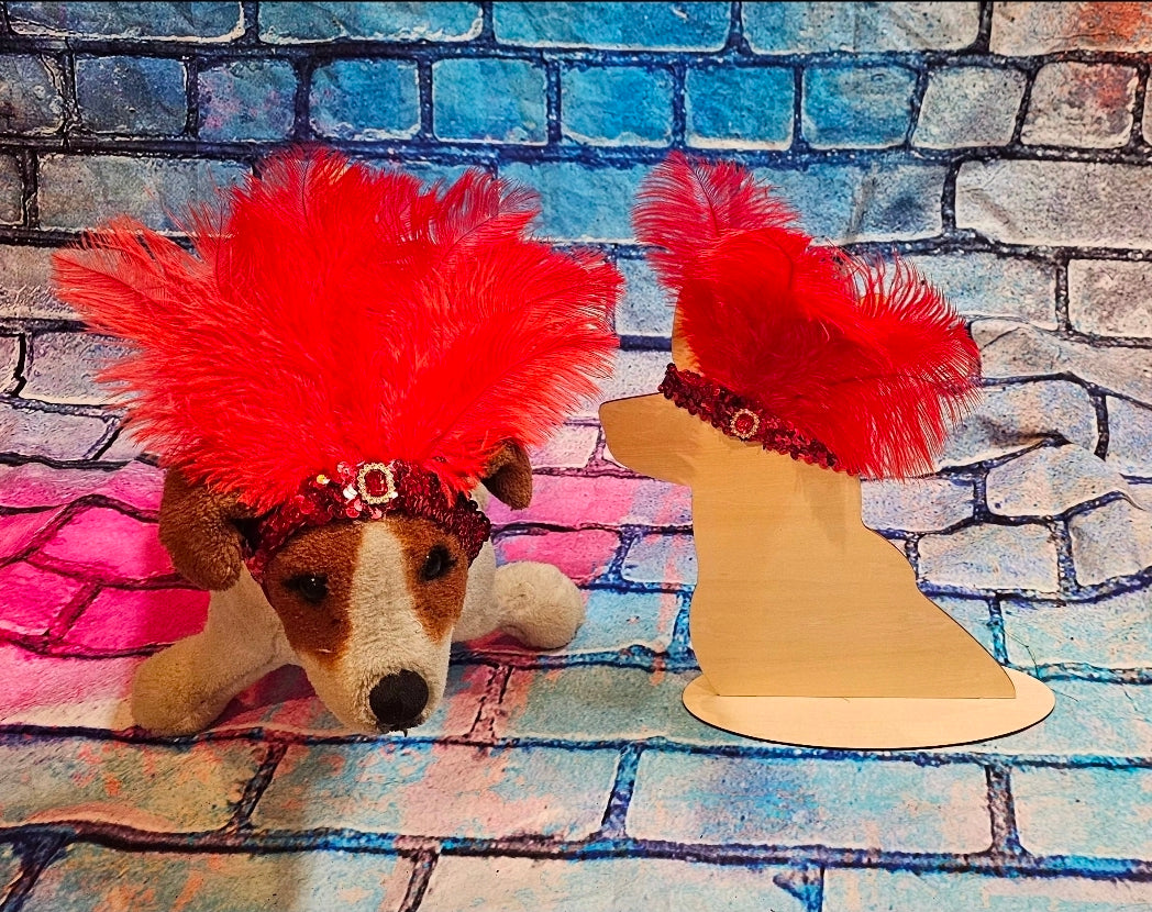 Flapper feather Pet head piece, flapper sequin feather pet head band, flapper pet costume