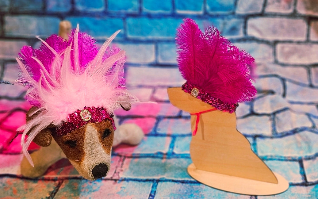 Flapper feather Pet head piece, flapper sequin feather pet head band, flapper pet costume