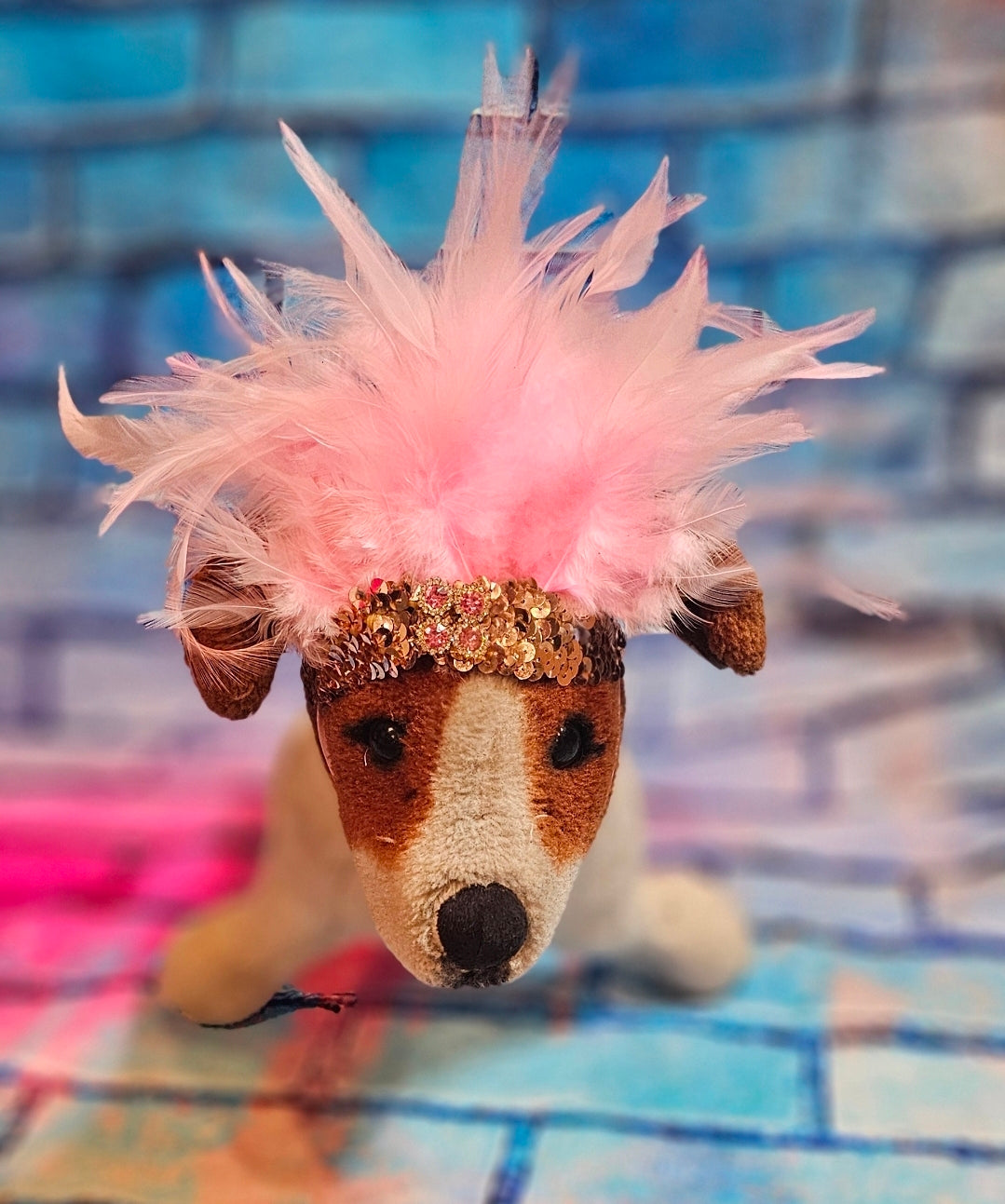 Flapper feather Pet head piece, flapper sequin feather pet head band, flapper pet costume