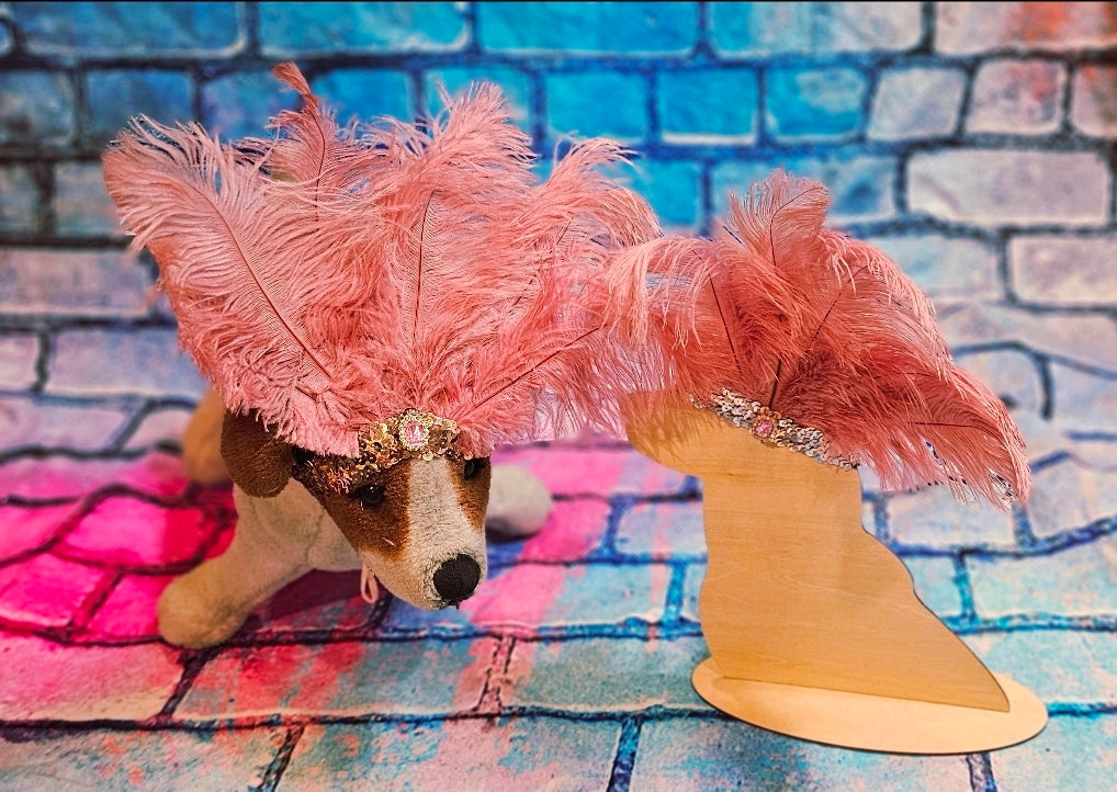 Flapper feather Pet head piece, flapper sequin feather pet head band, flapper pet costume