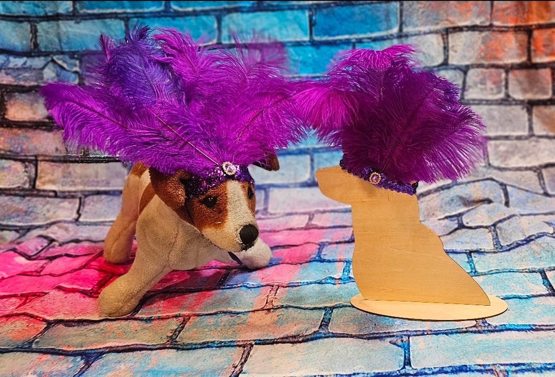 Flapper feather Pet head piece, flapper sequin feather pet head band, flapper pet costume