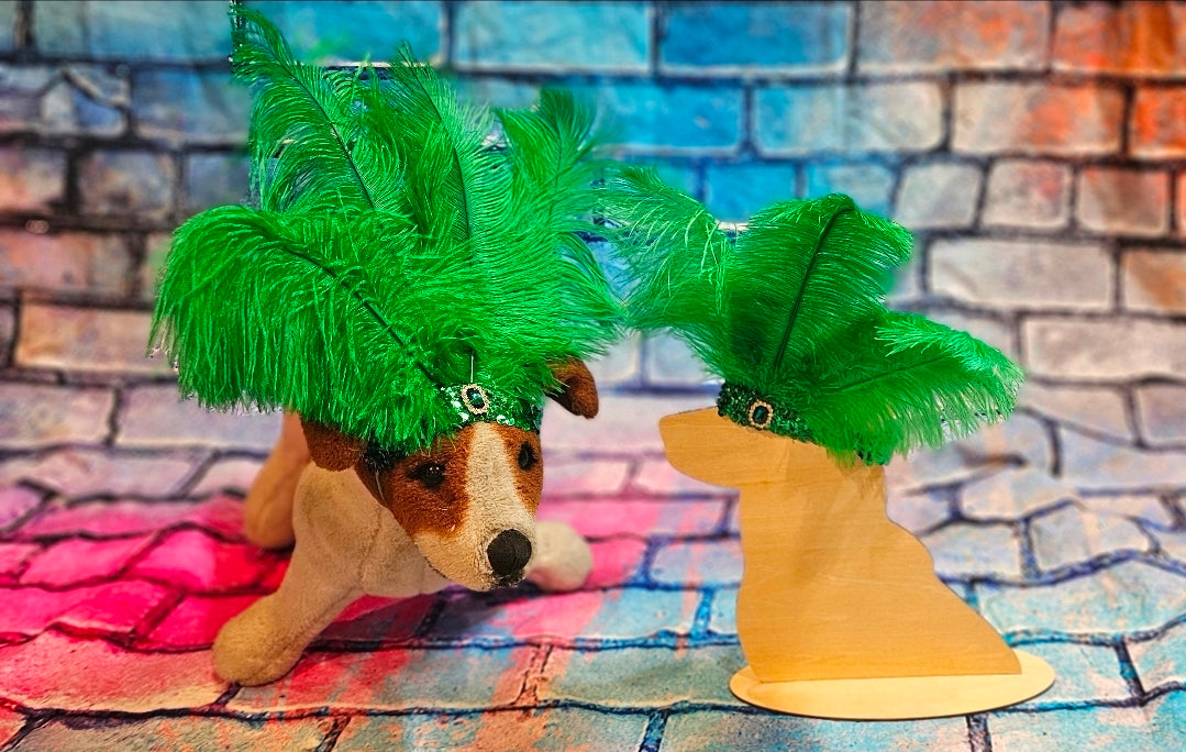 Flapper feather Pet head piece, flapper sequin feather pet head band, flapper pet costume