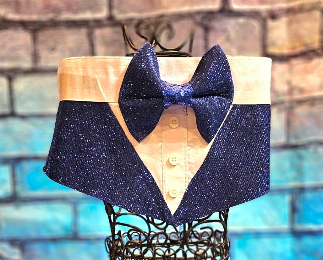 Glitter tux pet bandana, glitter tux dog bandana, glitter tux cat bandana