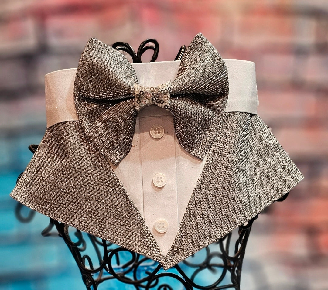 Glitter tux pet bandana, glitter tux dog bandana, glitter tux cat bandana