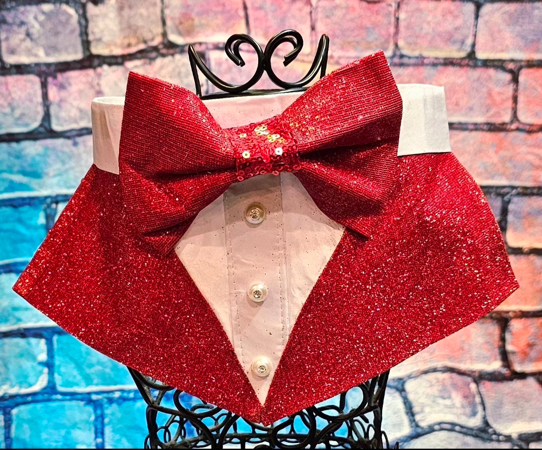 Glitter tux pet bandana, glitter tux dog bandana, glitter tux cat bandana