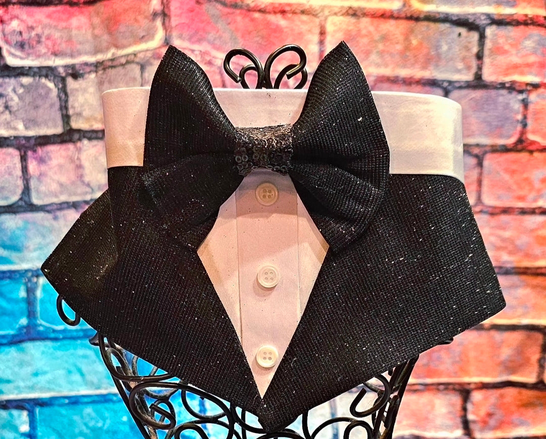 Glitter tux pet bandana, glitter tux dog bandana, glitter tux cat bandana
