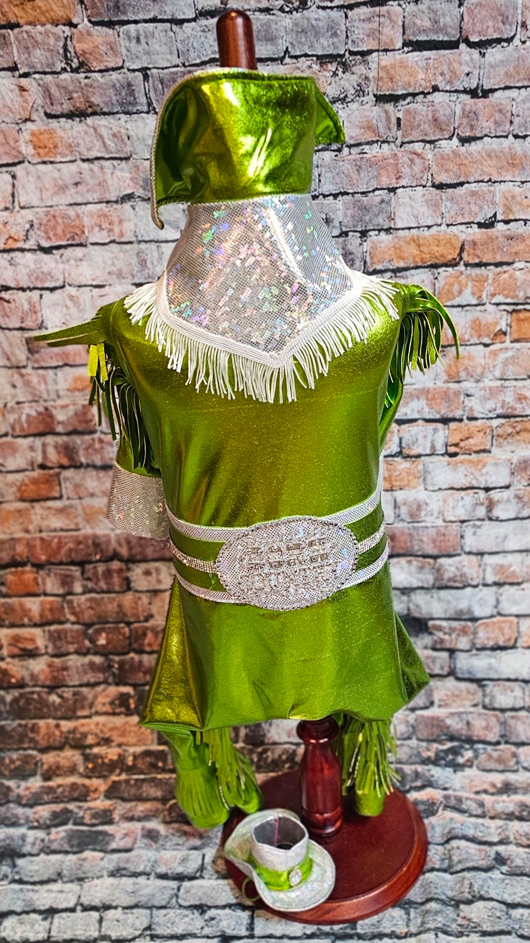 Metallic fringe country western pet body suit costume, fringe rhinestone pet costume, Rhinestone cowboy pet body suit
