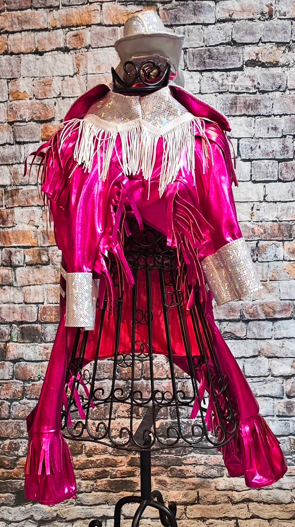 Metallic fringe country western pet body suit costume, fringe rhinestone pet costume, Rhinestone cowboy pet body suit