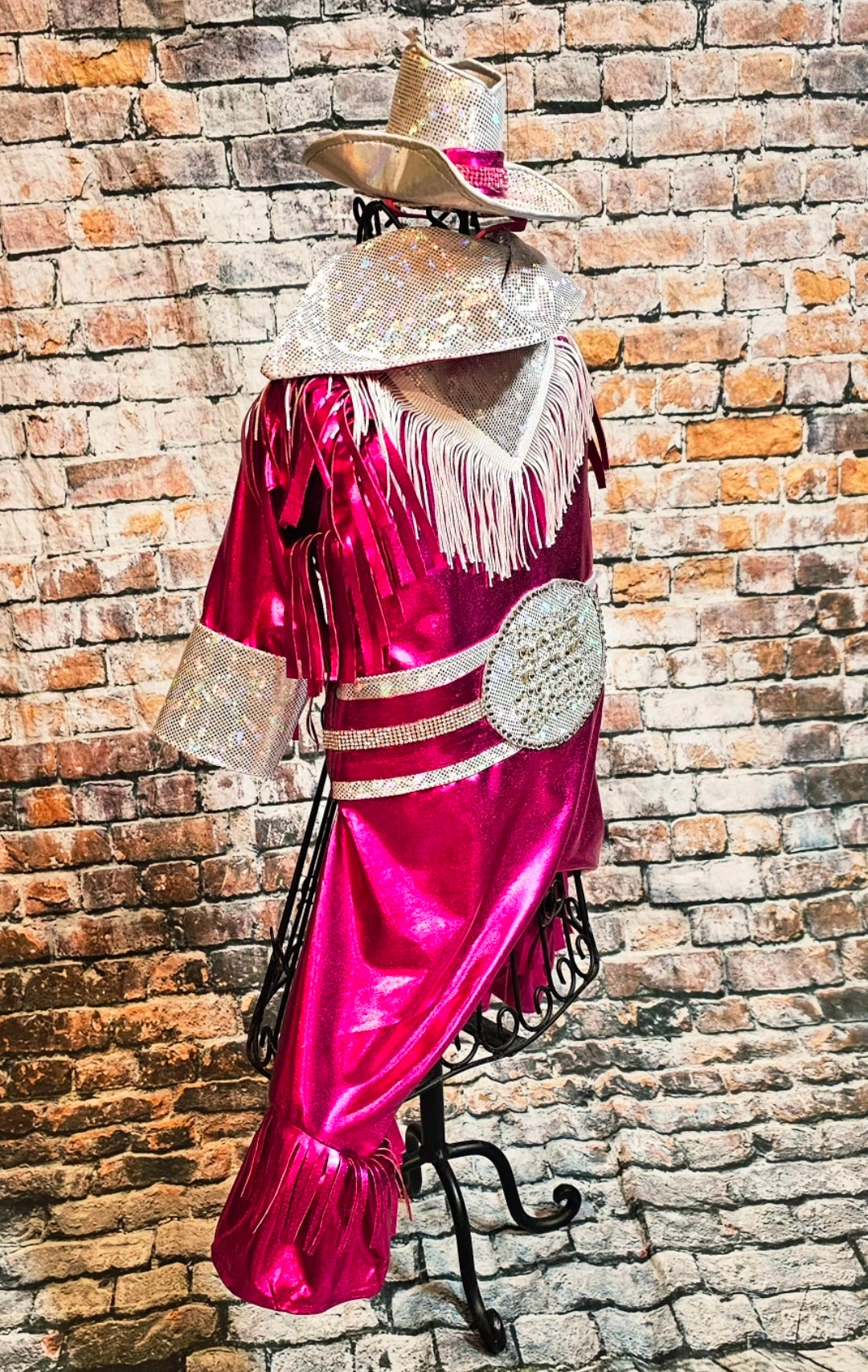 Metallic fringe country western pet body suit costume, fringe rhinestone pet costume, Rhinestone cowboy pet body suit