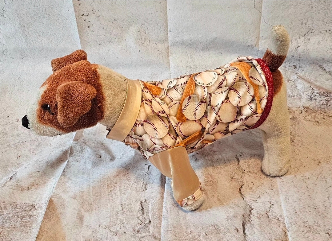 Baseball print glitter pet shirt, baseball dog shirt