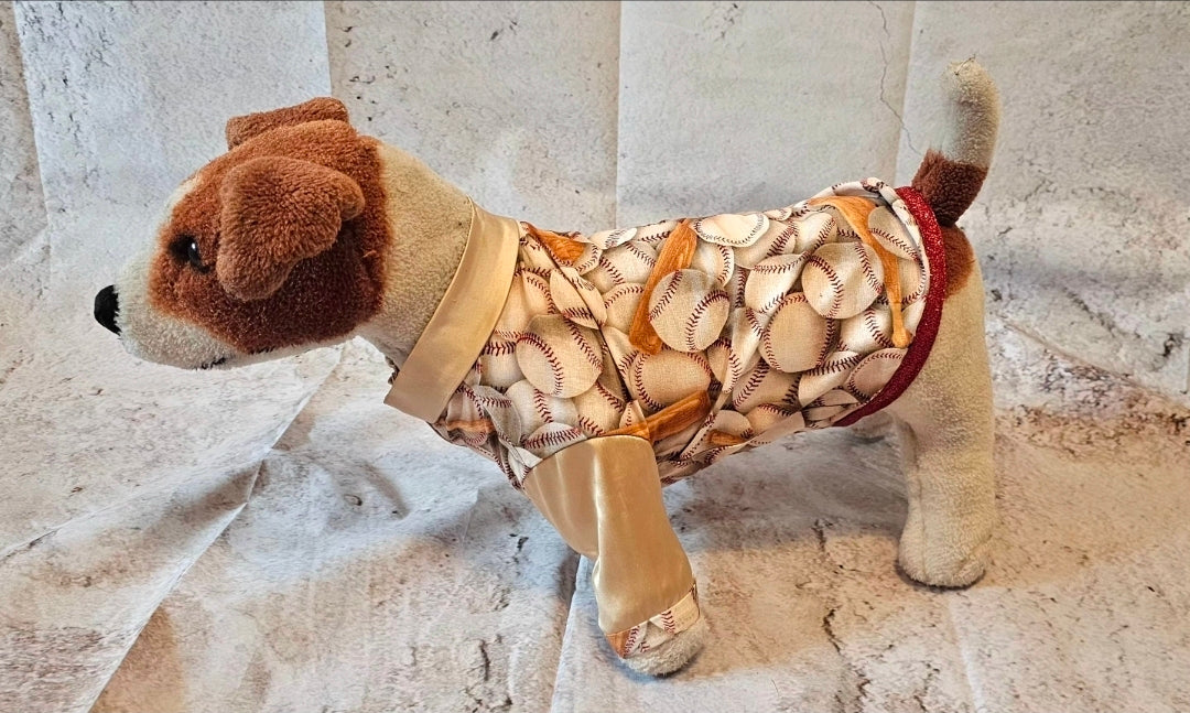 Baseball print glitter pet shirt, baseball dog shirt