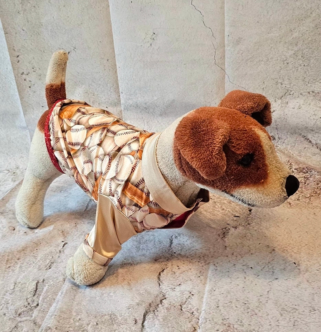 Baseball print glitter pet shirt, baseball dog shirt