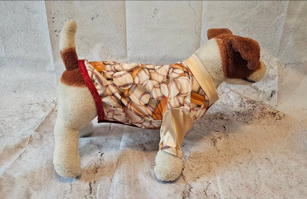 Baseball print glitter pet shirt, baseball dog shirt