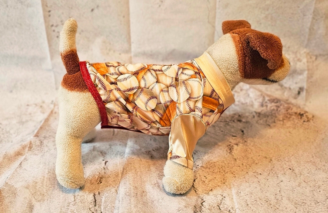 Baseball print glitter pet shirt, baseball dog shirt