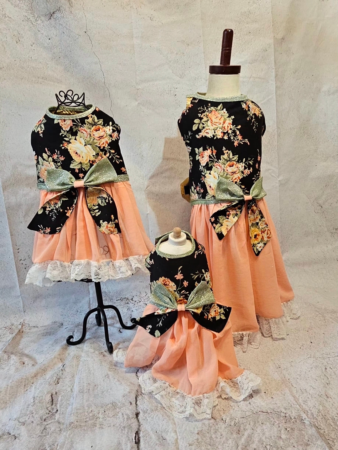 Flower Chiffon pet dress, glitter floral bow dog dress