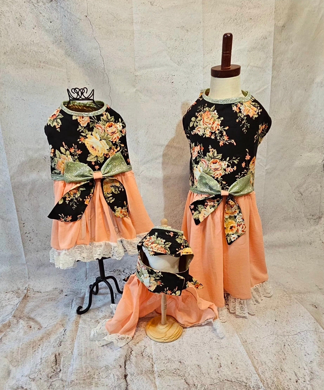 Flower Chiffon pet dress, glitter floral bow dog dress