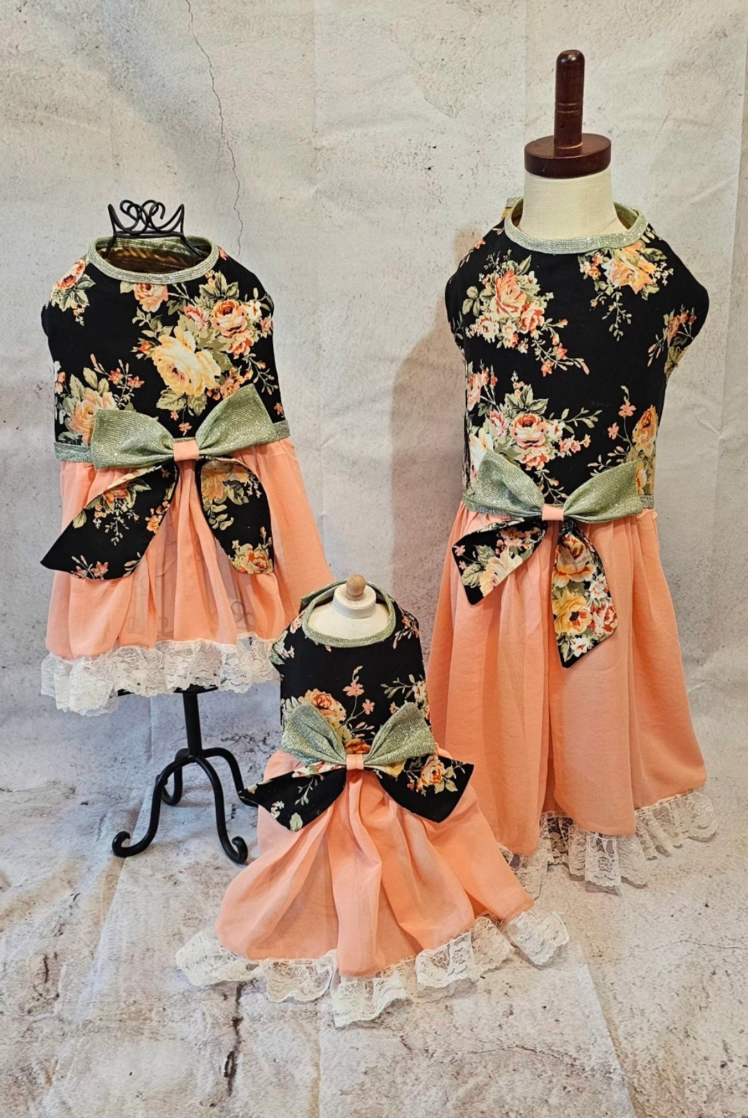 Flower Chiffon pet dress, glitter floral bow dog dress