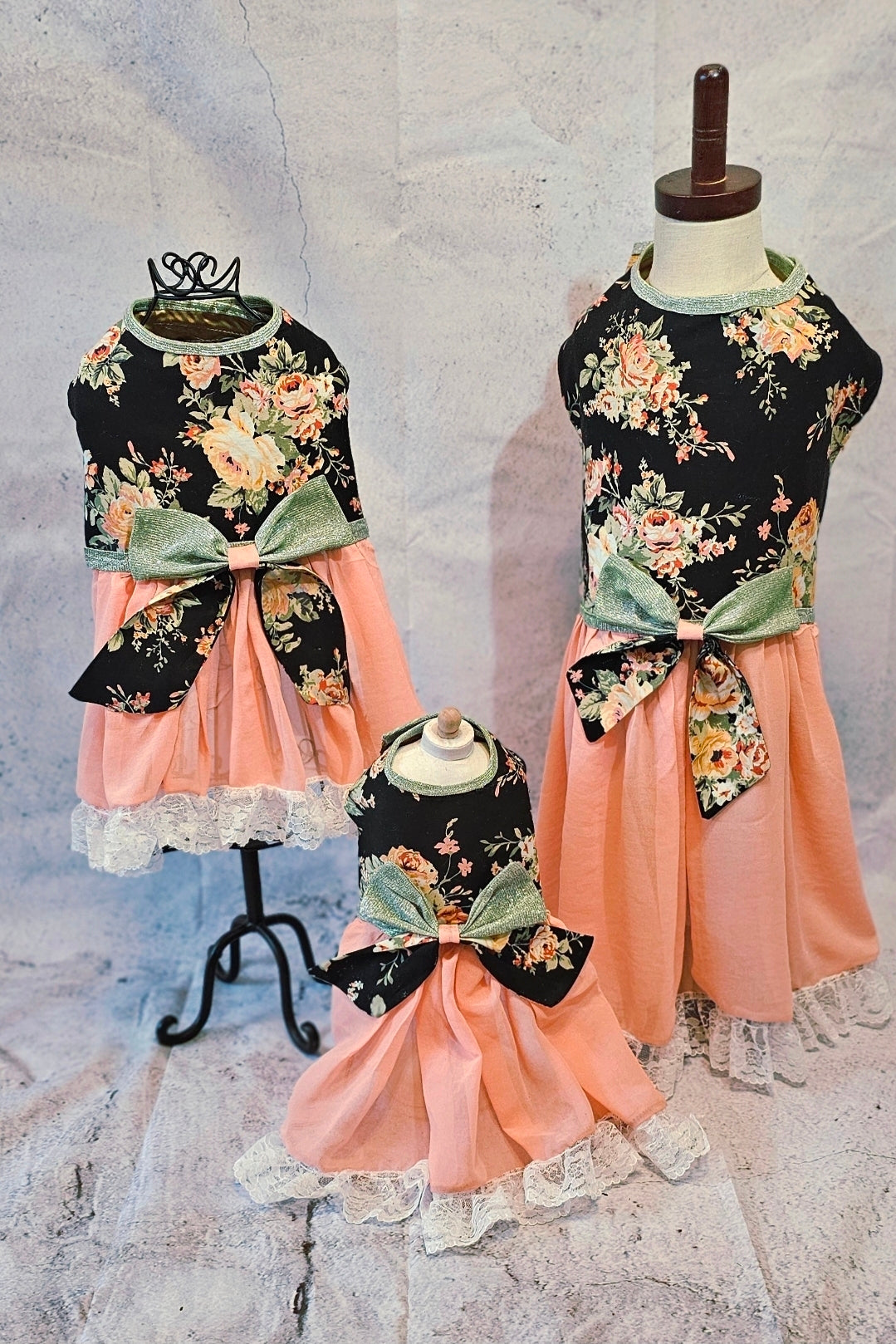 Flower Chiffon pet dress, glitter floral bow dog dress