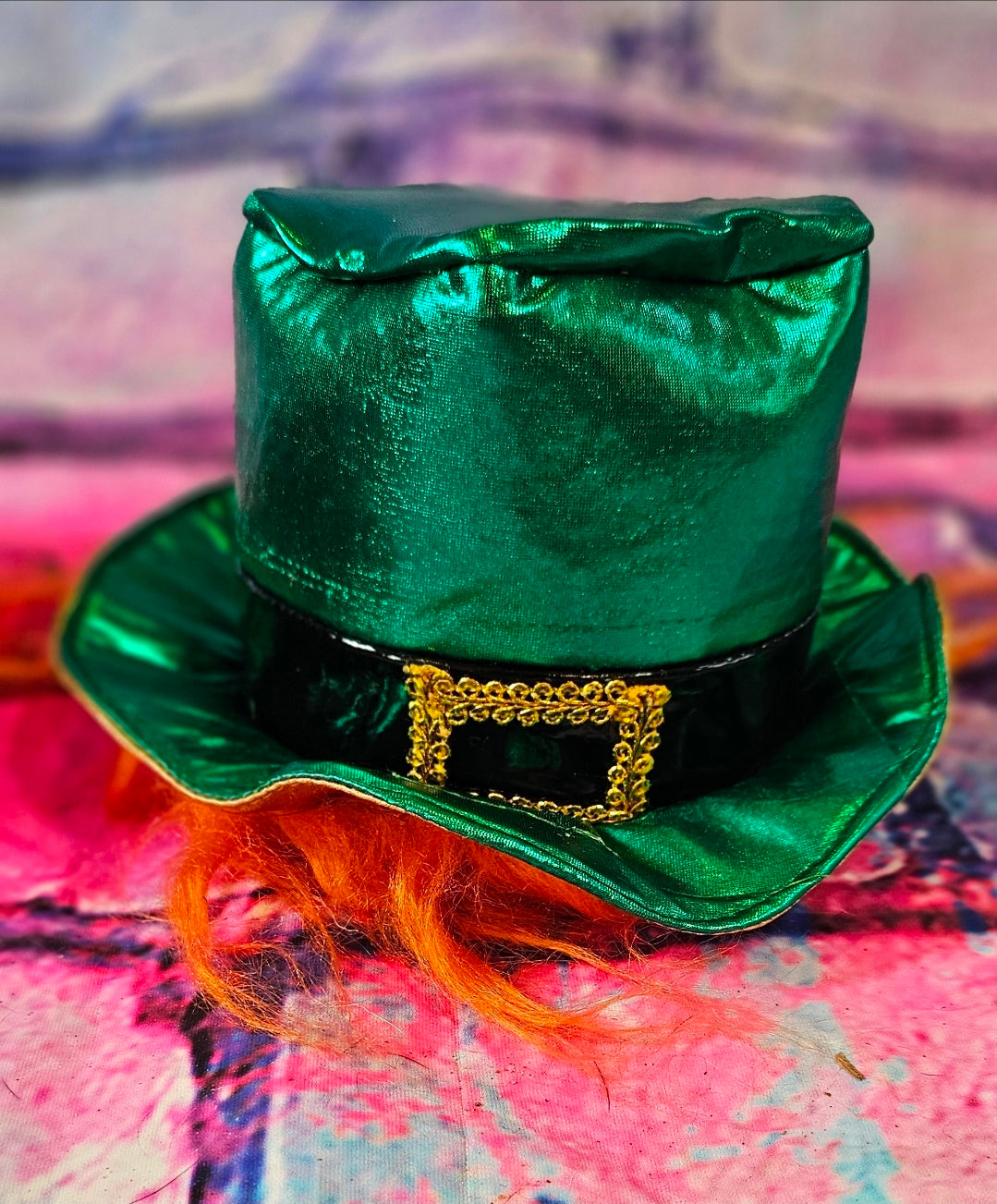 St. Patrick's Day pet hat with hair, leprechaun pet hat