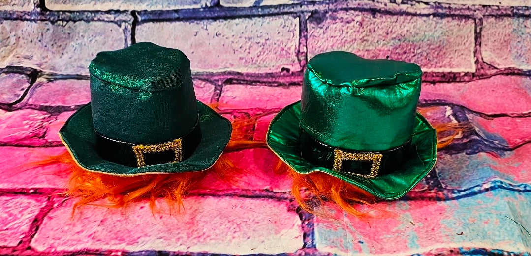 St. Patrick's Day pet hat with hair, leprechaun pet hat