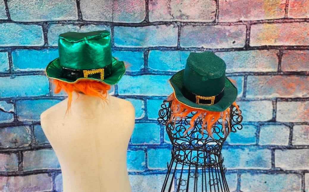 St. Patrick's Day pet hat with hair, leprechaun pet hat