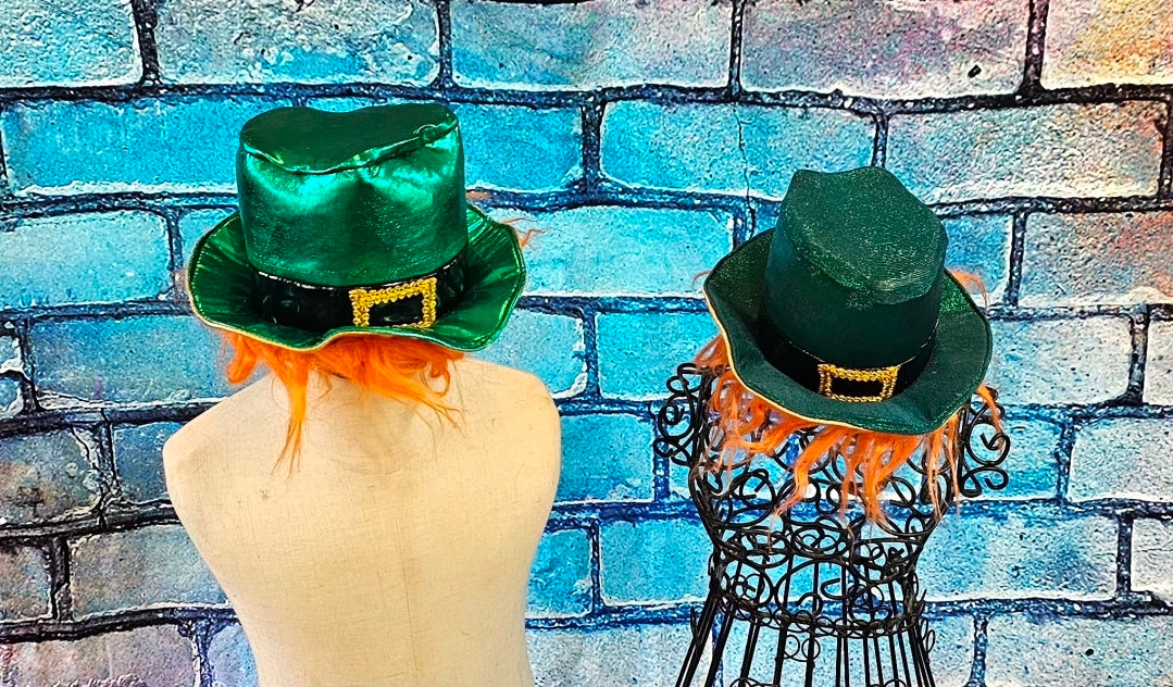 St. Patrick's Day pet hat with hair, leprechaun pet hat