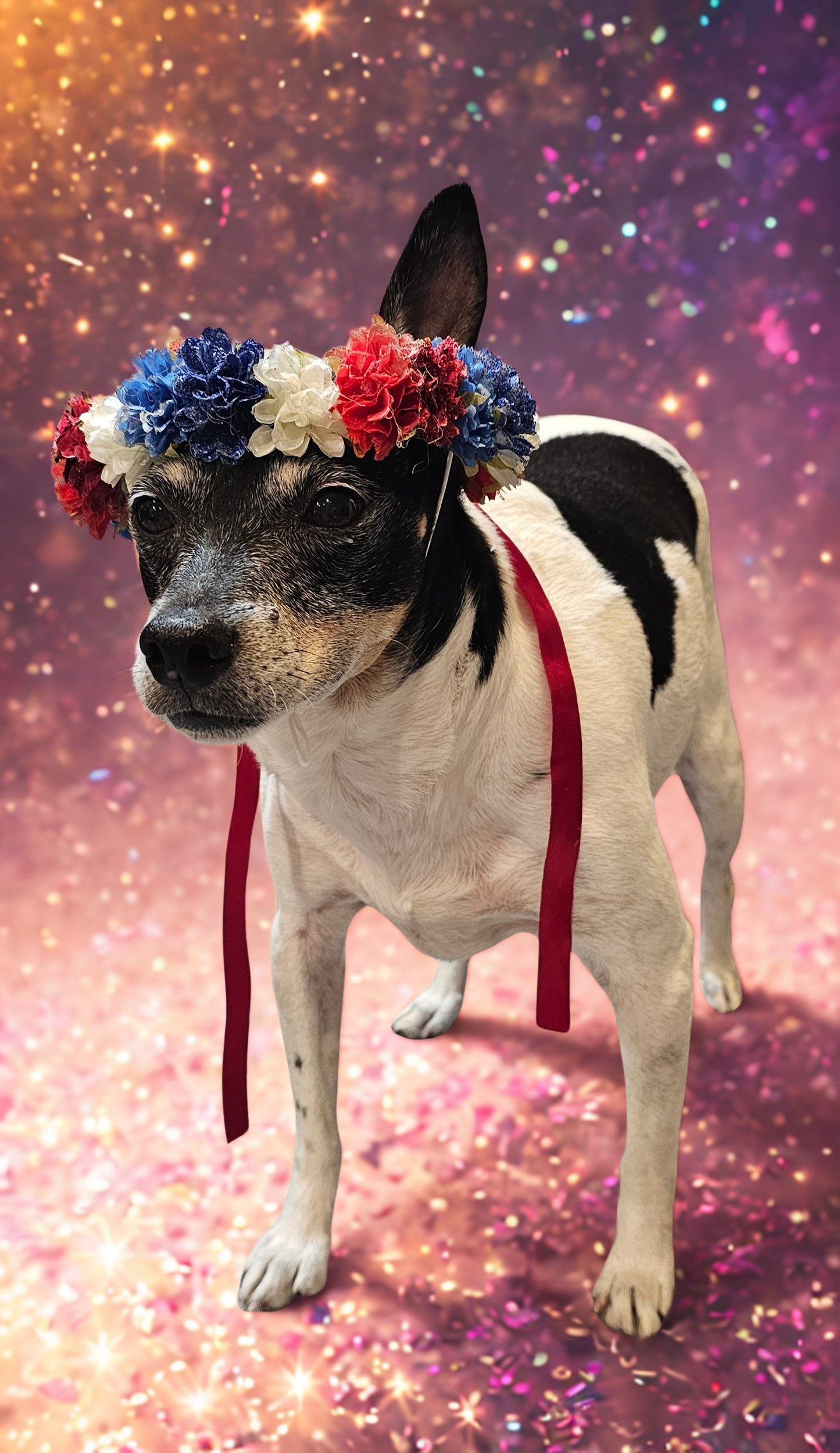 Flower crown for pets, pet flower chaplets, flower head wreath for pets, patriotic flower crown pets