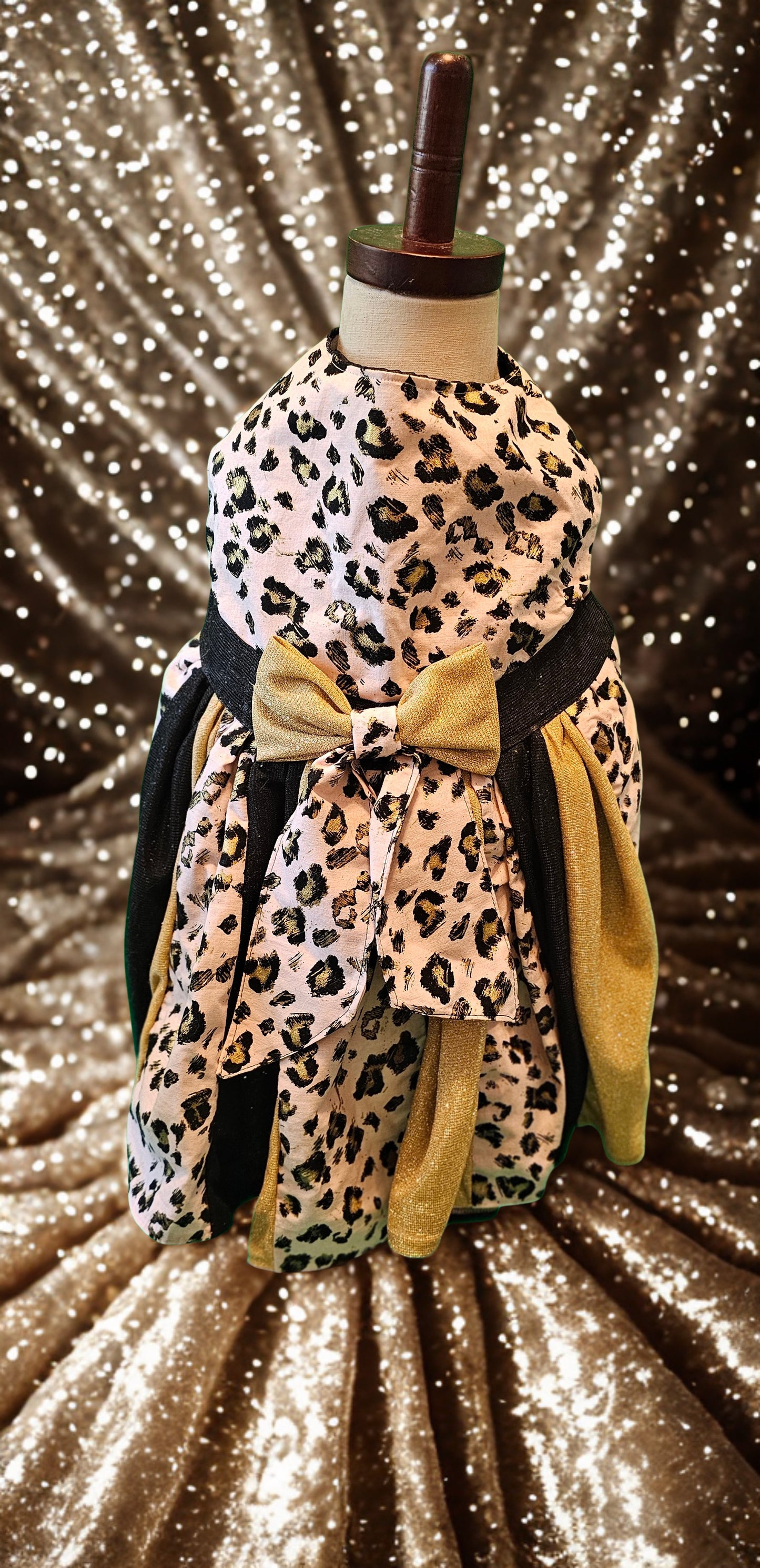 Pink leopard glitter pet dress, leopard dog dress