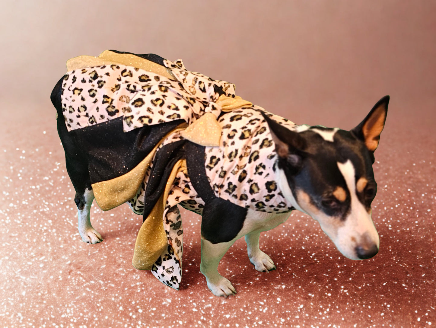 Pink leopard glitter pet dress, leopard dog dress