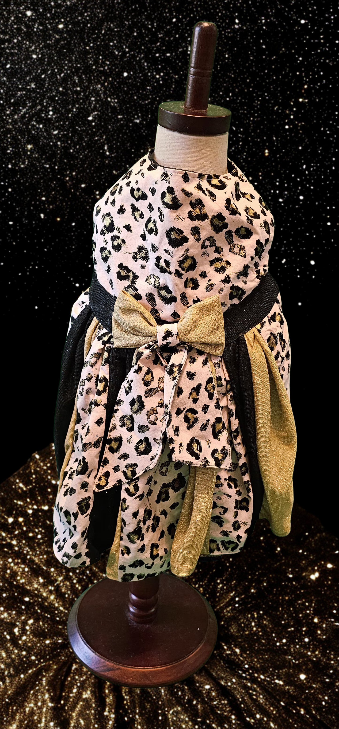 Pink leopard glitter pet dress, leopard dog dress