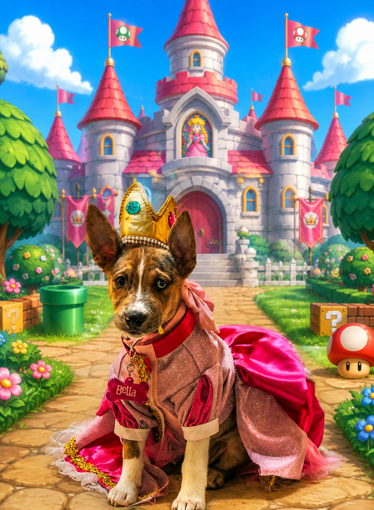 Princess Peach Pet Dress, Glitter Princess Peach pet costume
