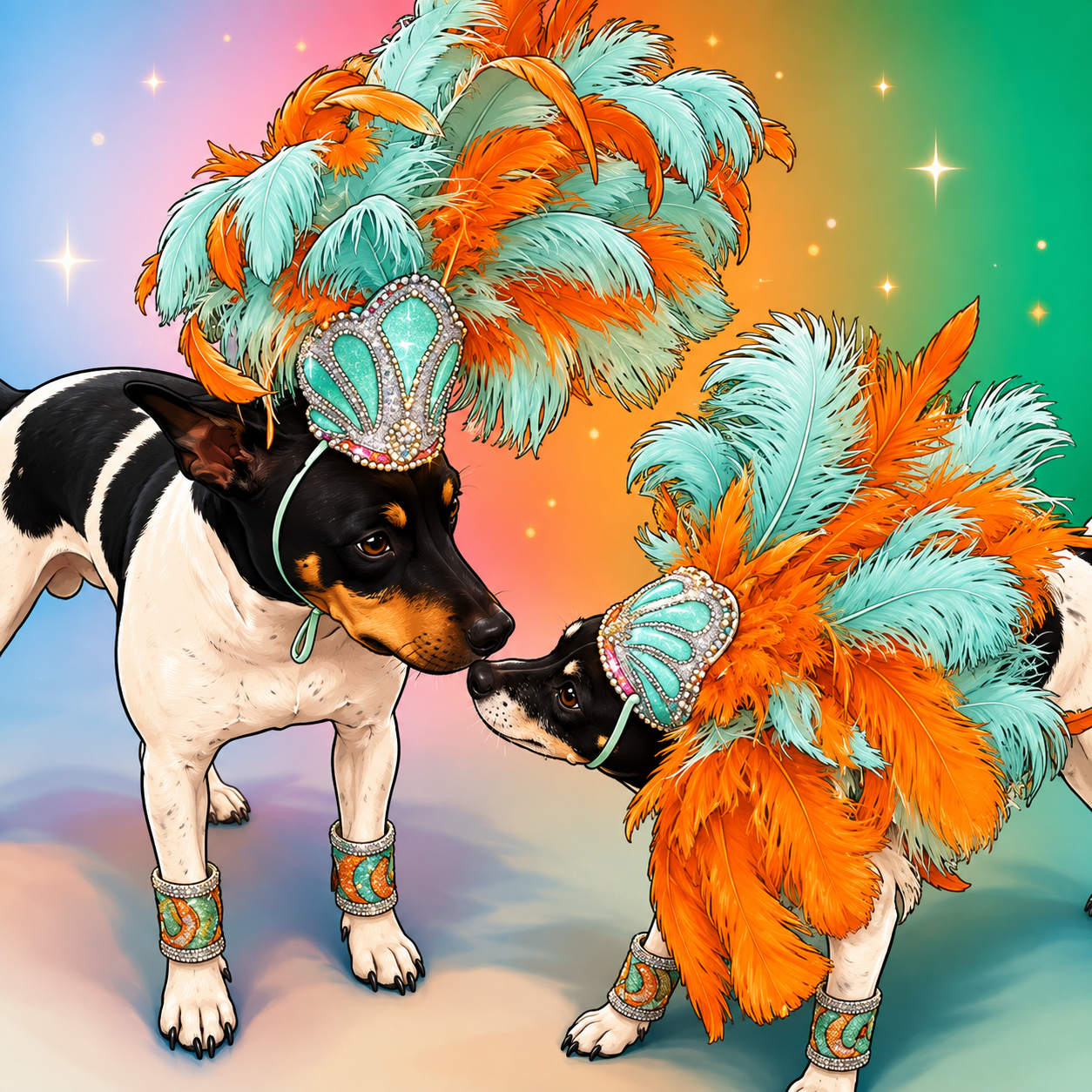 Showgirl pet costume, Life of showpet costume, feather showgirl pet costume