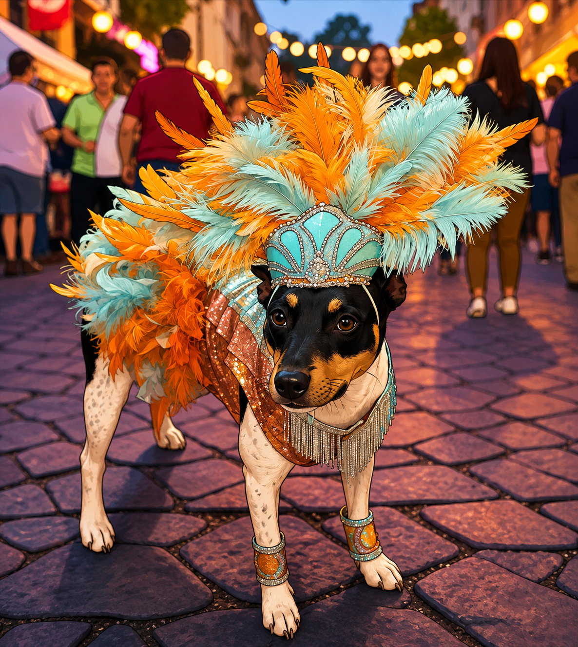 Showgirl pet costume, Life of showpet costume, feather showgirl pet costume
