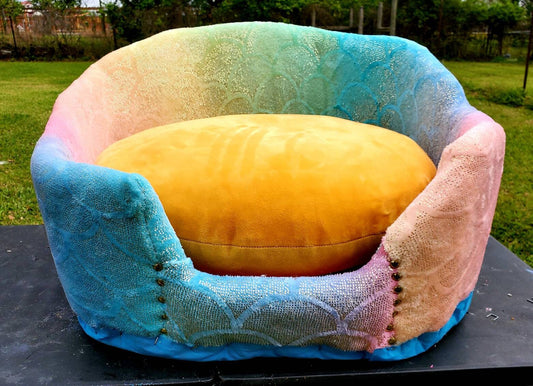 Rainbow Mermaid round pet bed Rainbow car bed Rainbow dog bed, Round luxury pet bed, pet furniture, dog beds for pets