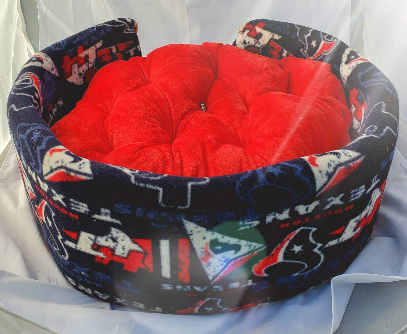 Houston texans pet bed, football pet bed, Round pet bed, Round dog bed, Round cat bed, texans dog bed, Texas pet bed, texans cat bed