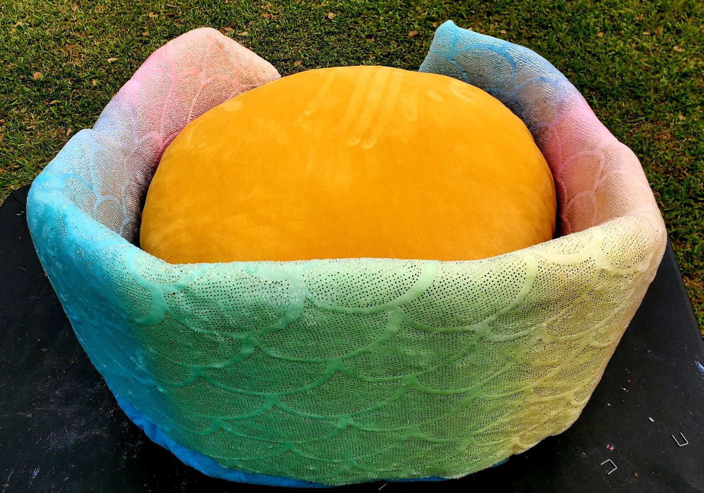 Rainbow Mermaid round pet bed Rainbow car bed Rainbow dog bed, Round luxury pet bed, pet furniture, dog beds for pets