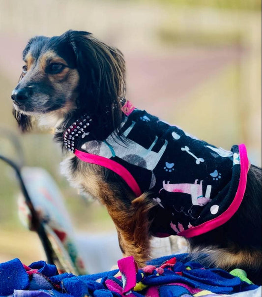 Dog Print Fleece Pet Jacket, Fleece Dog Jacket, Fleece Cat Jacket, Pet Jacket, Pet Shirt, Pet Clothes, dog coat, pet coat, Fleece pet shirt