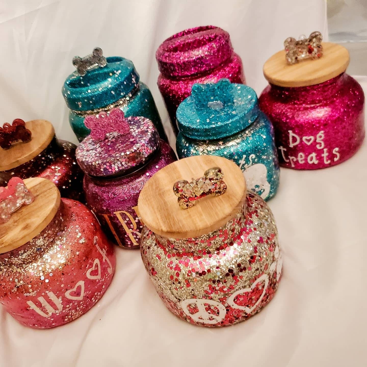 Glitter Treat Jar, Glitter dog treat jar, Glitter cat treat jar, Glitter epoxy treat jar