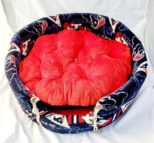 Houston texans pet bed, football pet bed, Round pet bed, Round dog bed, Round cat bed, texans dog bed, Texas pet bed, texans cat bed