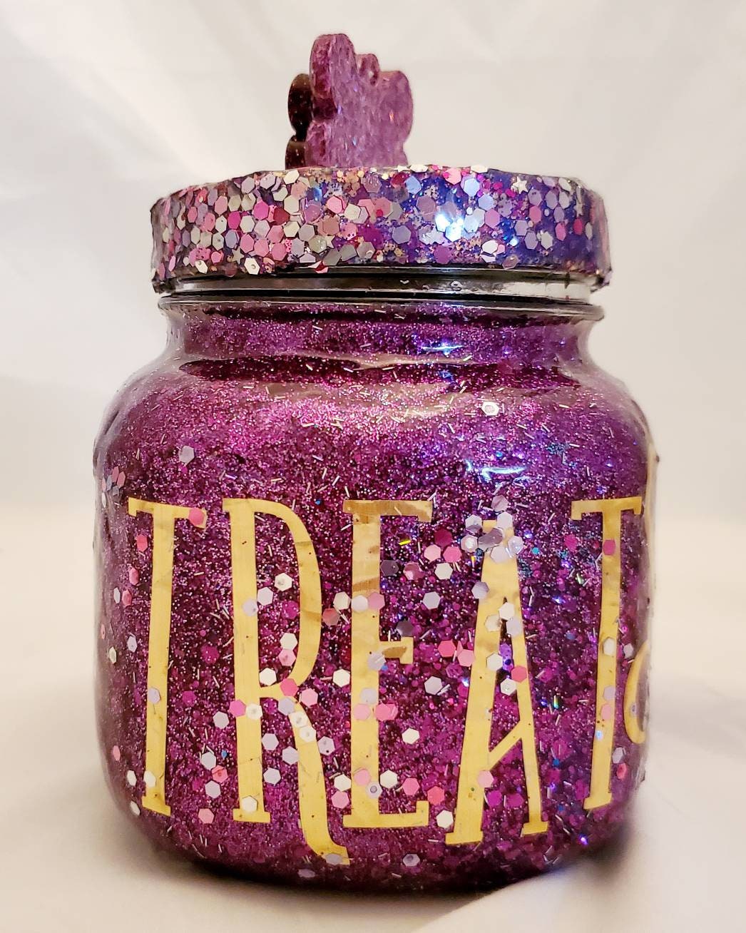 Glitter Treat Jar, Glitter dog treat jar, Glitter cat treat jar, Glitter epoxy treat jar