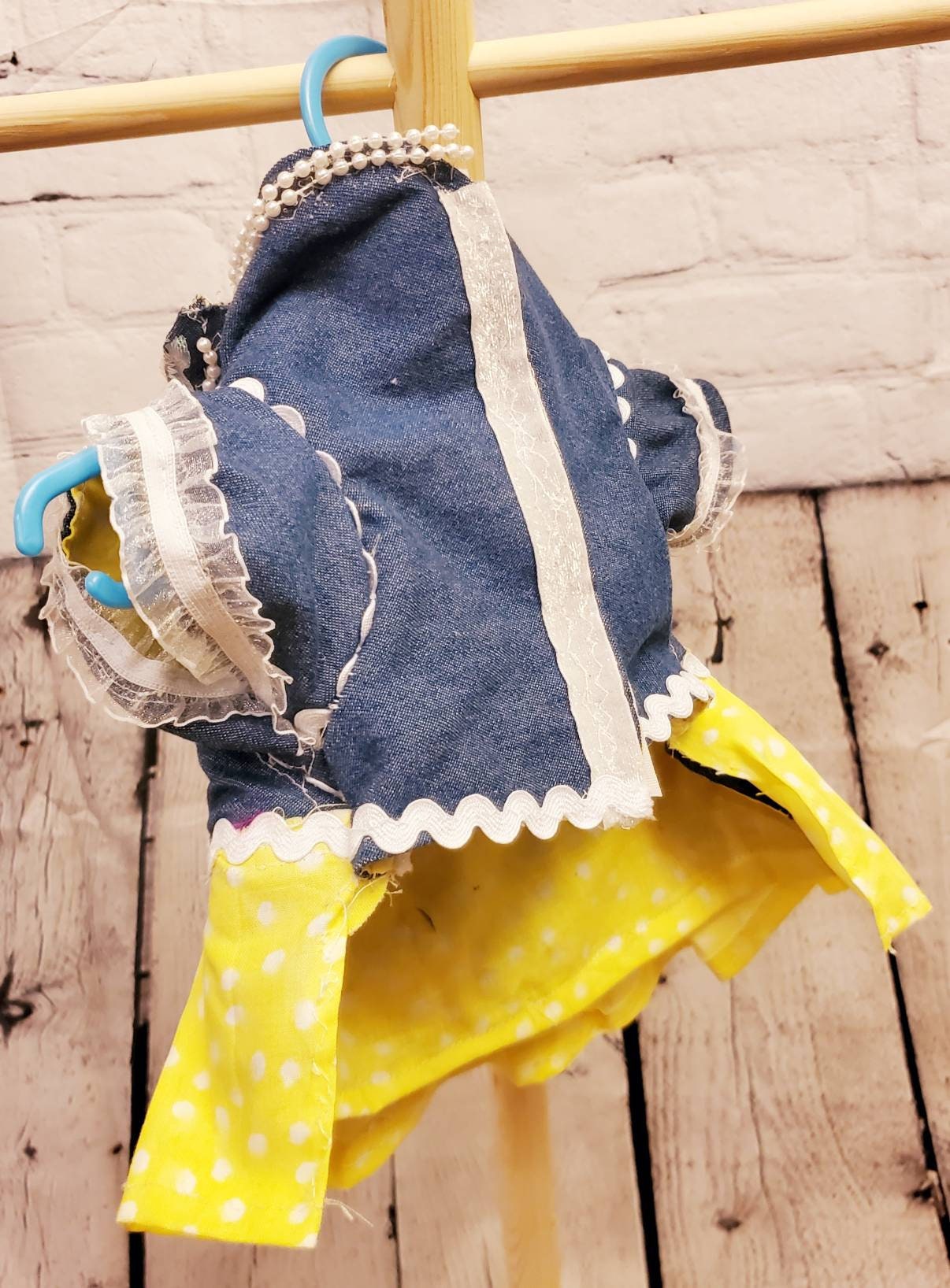 Blue Jean Pet dress, blue jean dog dress, blue jean cat dress, pet dress, pet dresses, dog dresses, cat dresses, polka Dot pet dress