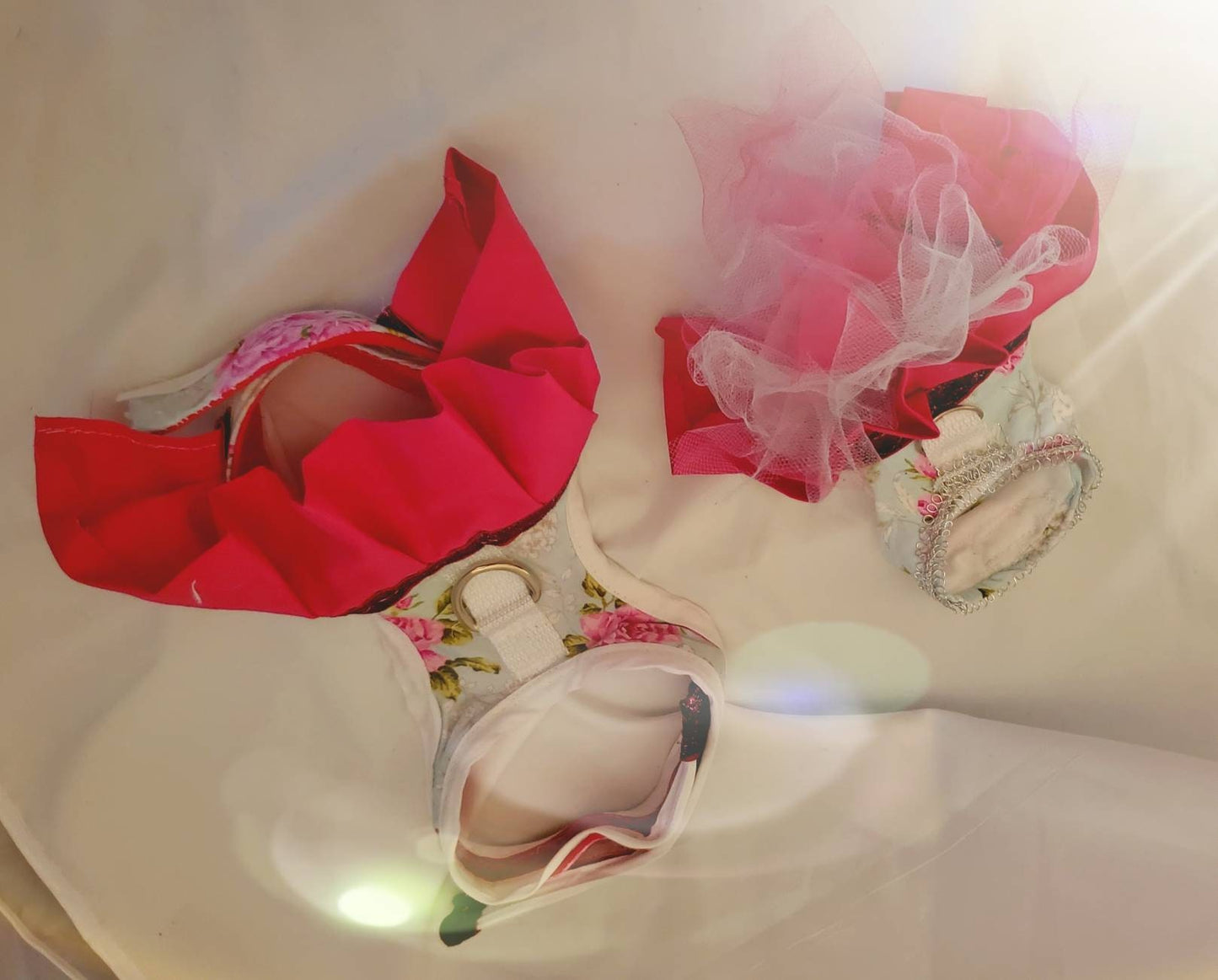 Dress pet harness, dress dog harness, dress cat harness, flower pink harness, fushia dress harness, pink pet dress, flower Pet dress,