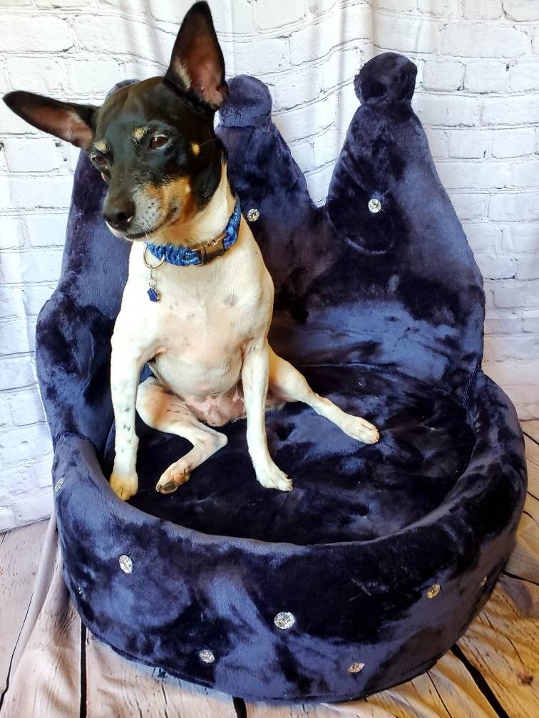 Crown Pet Bed, Crown Cat Bed Crown Dog Bed, Navy Pet Bed, Luxury Crown Pet Bed, round pet furniture, dog luxury bed, cat luxury bed