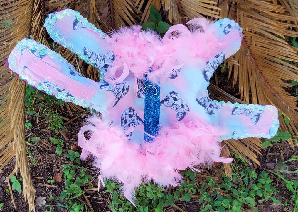 Cat Harness, Cat print shirt, Cat dress, cat feather harness, cat feather dress, pet harness, cat clothing, pet dress, dog harness