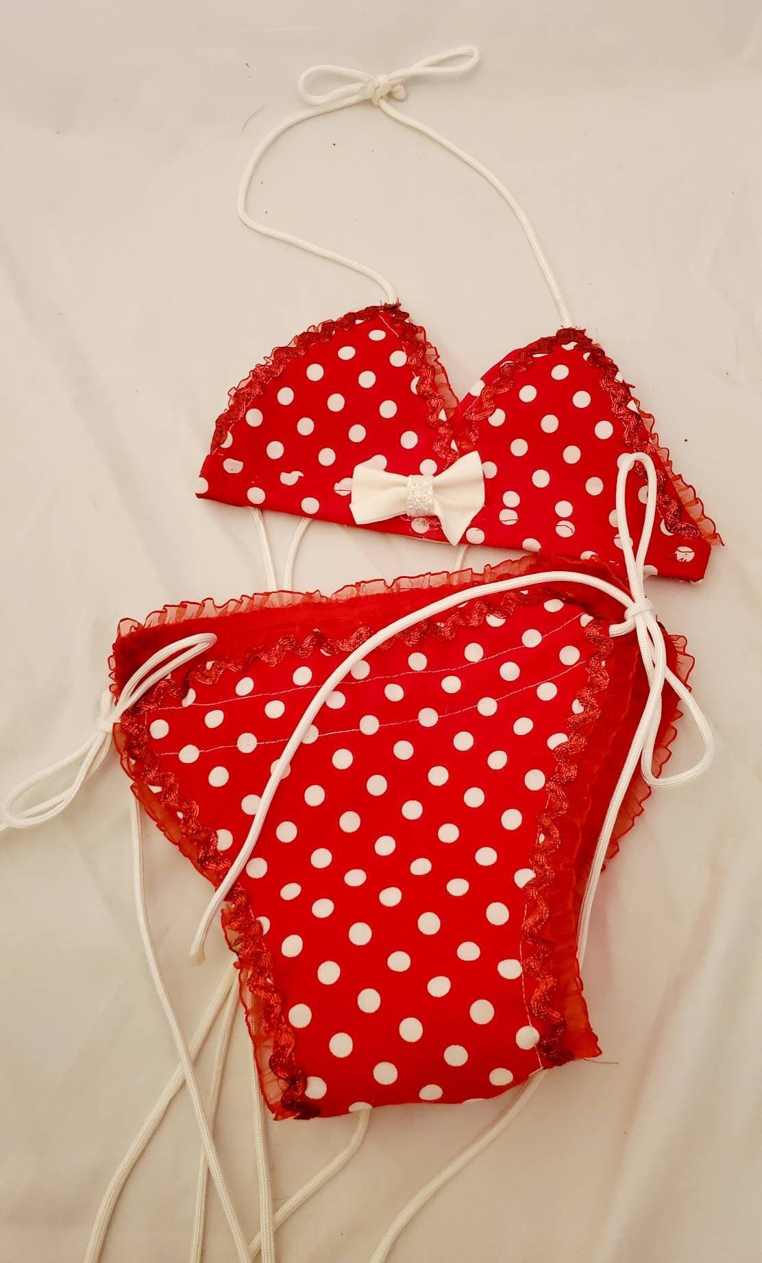 Pet Bathing Suit, Pet string bikini, dog bathing suit, pet bikini, dog bikini, cat bikini, cherry pet bikini, triangle pet bikini, polka dot