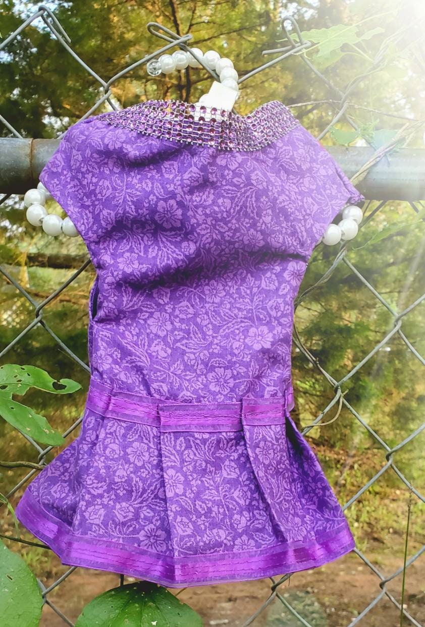 Purple pet dress, Purple dog dress, Purple cat dress, Purple flower Pet dress, Purple flower cat dresses, Purple flower dog dresses,