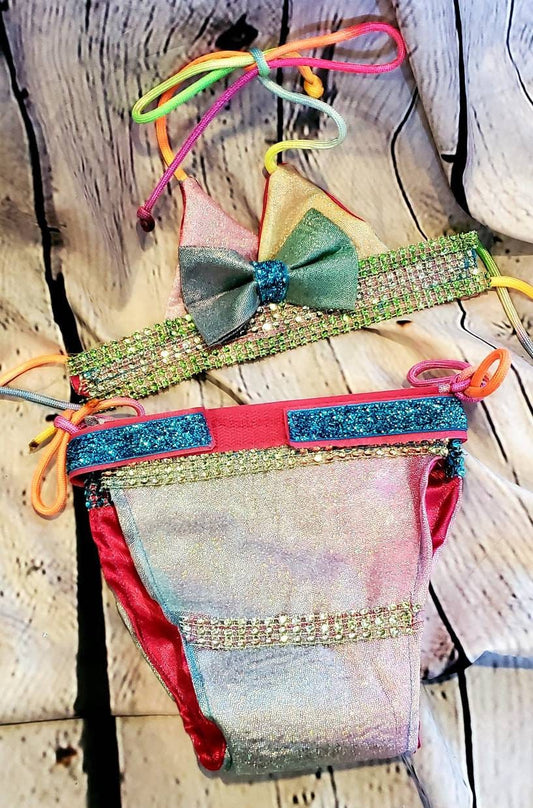 Pet Bedazzled Pet Bathing Suit, Pet string bikini, dog bathing suit, pet bikini, dog bikini, cat bikini, Irradescen bikini, triangle pet bikini
