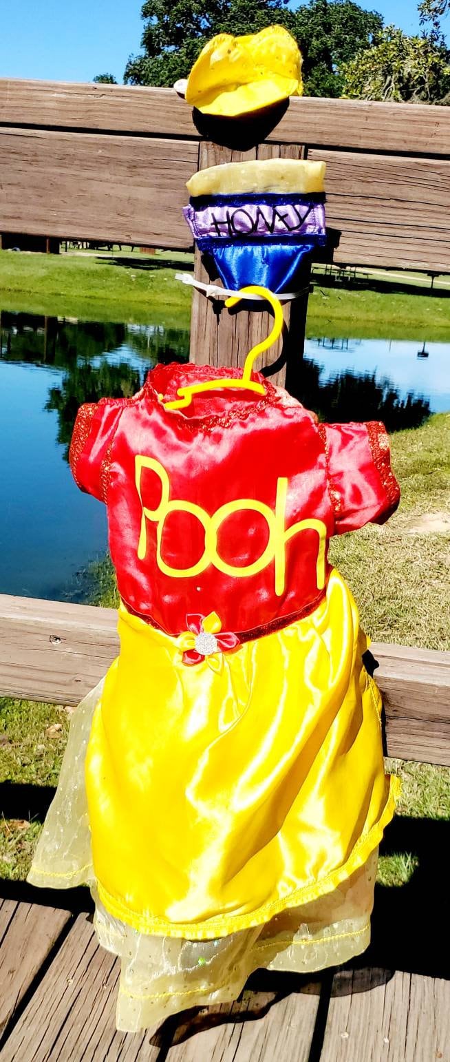 Pooh dog Costume Dress, Pooh Pet Dress, Pooh Cat dress, Winnie the pooh Pet Costume, Winnie the Pooh Pet Halloween costume, Female Pooh